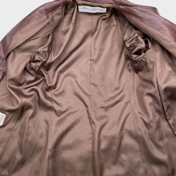 Amen Wardy Vintage Single Breasted Leather Jacket Brown Women's Small/Medium - Picture 8 of 13
